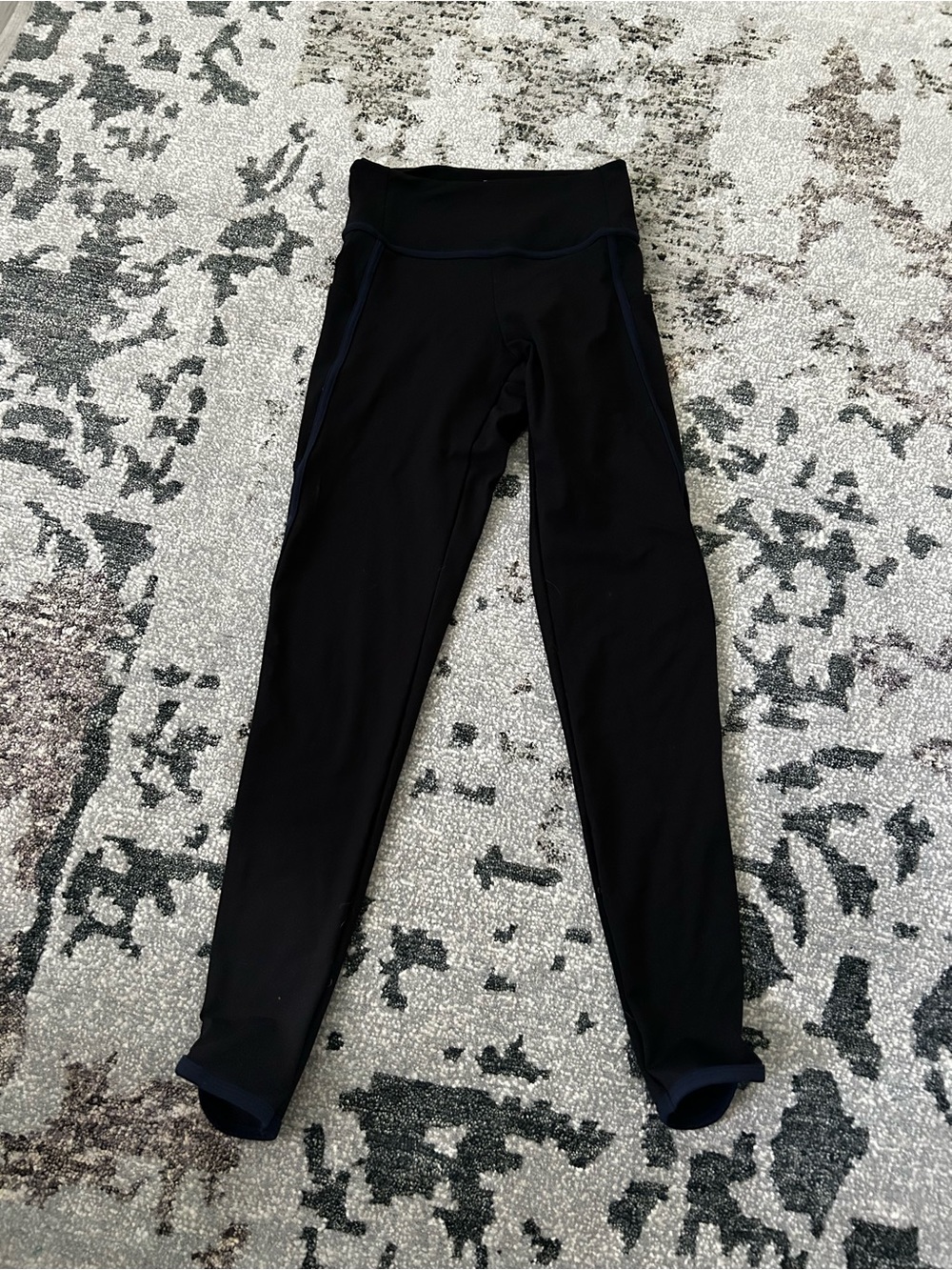 Tommy John Black Leggings with Navy Trim
